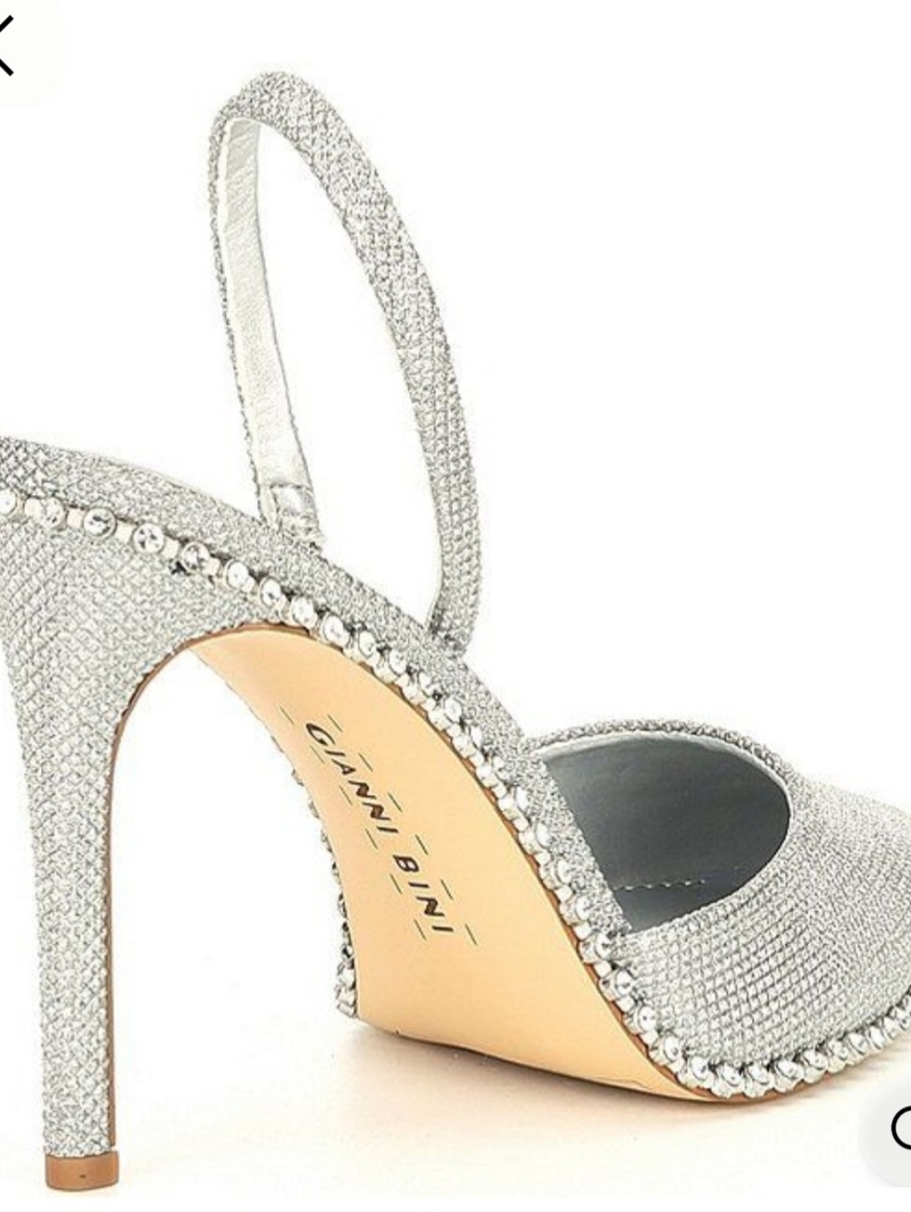Gianni Bini Women's Kahleaa rhinestone trim stiletto heels in silver Size 6.5 - Picture 2 of 8